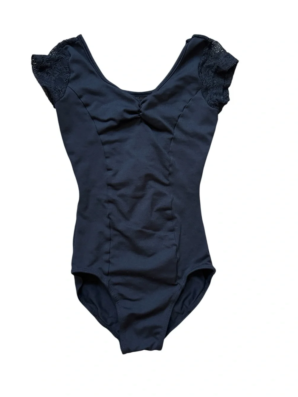 So Danca CHILD FLORAL LACE CAP SLEEVE LEOTARD, Black, M (8-10)